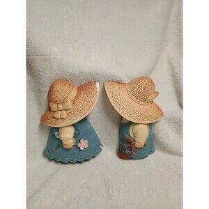 Miller Studio Chalkware Country Boy And Girl Wall Hanging  Vintage 1987 Read Dis